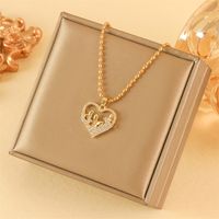 201 Stainless Steel Brass 18K Gold Plated Simple Style Classic Style Plating Inlay Heart Shape Zircon Pendant Necklace main image 1