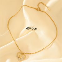 201 Stainless Steel Brass 18K Gold Plated Simple Style Classic Style Plating Inlay Heart Shape Zircon Pendant Necklace main image 3