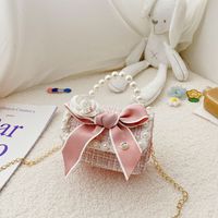Mädchen Klein Wolle Einfarbig Elegant Süß Perlen Diamanten Magnetschnalle Quadratische Tasche sku image 1
