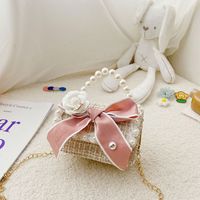 Girl'S Small Woolen Solid Color Elegant Cute Beading Diamonds Magnetic Buckle Square Bag sku image 3