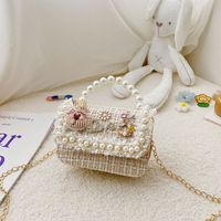 Girl'S Small Woolen Solid Color Elegant Cute Beading Diamonds Magnetic Buckle Square Bag main image 8