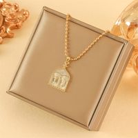 201 Stainless Steel Brass 18K Gold Plated Simple Style Classic Style Shiny Inlay Human Zircon Pendant Necklace main image 3