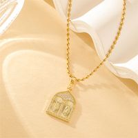 201 Stainless Steel Brass 18K Gold Plated Simple Style Classic Style Shiny Inlay Human Zircon Pendant Necklace main image 4