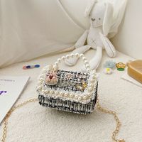 Mädchen Klein Wolle Einfarbig Elegant Süß Perlen Diamanten Magnetschnalle Quadratische Tasche sku image 10