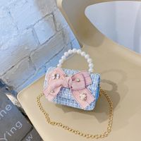 Mädchen Klein Wolle Einfarbig Elegant Süß Perlen Diamanten Magnetschnalle Quadratische Tasche sku image 14