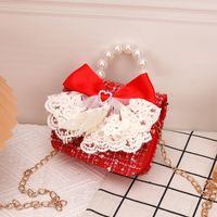 Girl'S Small Woolen Solid Color Elegant Cute Beading Diamonds Magnetic Buckle Square Bag sku image 17