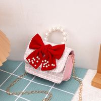 Girl'S Small Woolen Solid Color Elegant Cute Beading Diamonds Magnetic Buckle Square Bag sku image 18