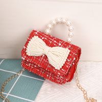 Girl'S Small Woolen Solid Color Elegant Cute Beading Diamonds Magnetic Buckle Square Bag sku image 22