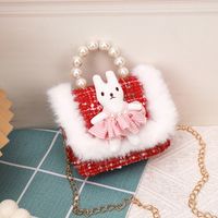 Girl'S Small Woolen Solid Color Elegant Cute Beading Diamonds Magnetic Buckle Square Bag sku image 21