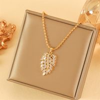 201 Stainless Steel Brass 18K Gold Plated Sweet Simple Style Classic Style Plating Inlay Heart Shape Flower Butterfly Zircon Pendant Necklace sku image 17