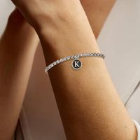 Großhandel Lässig Klassischer Stil Glänzend Brief Kupfer Inlay Zirkon Armbänder main image 1