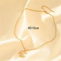 201 Stainless Steel Brass 18K Gold Plated Simple Style Classic Style Inlay Star Moon Zircon Pendant Necklace main image 2