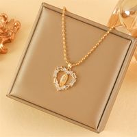 201 Stainless Steel Copper 18K Gold Plated Modern Style Sweet Classic Style Inlay Heart Shape Zircon Pendant Necklace main image 4