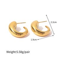1 Pair Casual Simple Style C Shape 304 Stainless Steel 18K Gold Plated Ear Studs main image 2