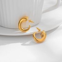 1 Pair Casual Simple Style C Shape 304 Stainless Steel 18K Gold Plated Ear Studs main image 3