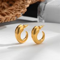 1 Pair Casual Simple Style C Shape 304 Stainless Steel 18K Gold Plated Ear Studs main image 5