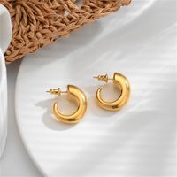 1 Pair Casual Simple Style C Shape 304 Stainless Steel 18K Gold Plated Ear Studs main image 6