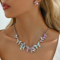 Sweet Simple Style Butterfly Alloy Enamel Women's Earrings Necklace main image 1