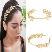 Women's Simple Style Leaves Metal Plating Hair Band main image 5