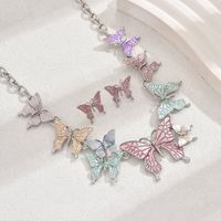 Süss Einfacher Stil Schmetterling Legierung Emaille Frau Ohrringe Halskette main image 5