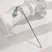 Women's Ethnic Style Water Droplets Metal Inlay Turquoise Rhinestones Hairpin main image 3