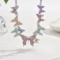Sweet Simple Style Butterfly Alloy Enamel Women's Earrings Necklace sku image 2