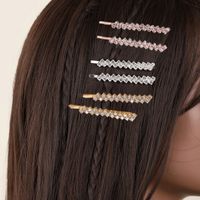Women's Elegant Shiny Solid Color Metal Inlay Rhinestones Hair Clip main image 3
