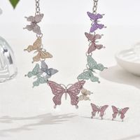 Sweet Simple Style Butterfly Alloy Enamel Women's Earrings Necklace sku image 3