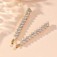 Women's Elegant Shiny Solid Color Metal Inlay Rhinestones Hair Clip sku image 1