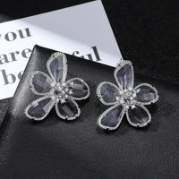 1 Pair Sweet Shiny Flower Inlay Glass Glass Crystal Zircon Ear Studs main image 3
