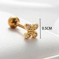 1 Piece Casual French Style Korean Style Heart Shape Flower Chain Inlay Copper Zircon Cartilage Earrings main image 2