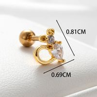 1 Piece Casual French Style Korean Style Heart Shape Flower Chain Inlay Copper Zircon Cartilage Earrings main image 3