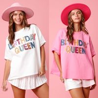 Women's T-shirt Short Sleeve T-Shirts Sequins Simple Style Letter main image 6