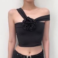 Women's Wrap Crop Top Tank Tops Sexy Flower main image 4