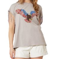 Women's T-shirt Short Sleeve T-Shirts Tassel Diamond Simple Style Eagle main image 2