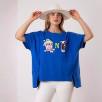 Women's T-shirt Short Sleeve T-Shirts Sequins Simple Style Cartoon Letter Donuts main image 3