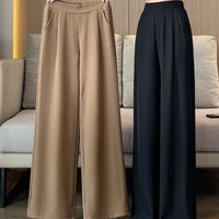 Women's Holiday Daily Simple Style Solid Color Full Length Pocket Casual Pants Straight Pants main image 1