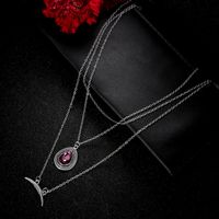Wholesale Jewelry Vintage Style Beach Water Droplets Alloy Artificial Gemstones Silver Plated Inlay Layered Necklaces sku image 1