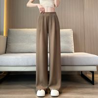 Women's Holiday Daily Simple Style Solid Color Full Length Pocket Casual Pants Straight Pants main image 3