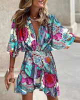 Women's Regular Dress Vacation V Neck Short Sleeve Printing Color Block Above Knee Holiday Weekend Daily main image 4