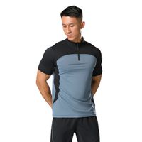 Männer Sport Farbblock Chemiefaser-Blending Polyester Stehkragen Aktive Tops T-Shirt main image 5