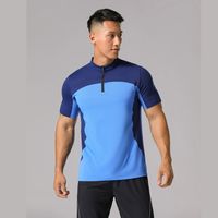 Hommes Des Sports Bloc De Couleur Mélange De Fibres Chimiques Polyester Col Montant Active Tops T-Shirt main image 6