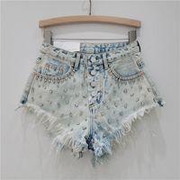 Femmes Du Quotidien Vêtement De Rue Couleur Unie Shorts Diamant Jeans main image 6