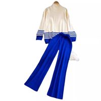 Ferien Täglich Frau Einfacher Stil Streifen Polyester Hosen-Sets Hosen-Sets main image 3