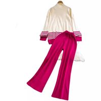 Ferien Täglich Frau Einfacher Stil Streifen Polyester Hosen-Sets Hosen-Sets main image 4