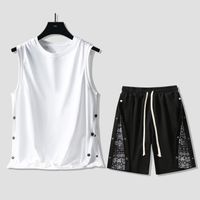 Men's Solid Color Simple Style Round Neck Sleeveless Regular Fit Men's Sets main image 5