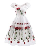 Frau Swing-Kleid Ferien V-Ausschnitt Kurzarm Blume Midi-Kleid Täglich main image 4