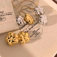304 Stainless Steel 14K Gold Plated White Gold Plated Gold Plated Casual Sweet Flower Earrings Necklace main image 4