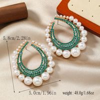 1 Pair Lady Water Droplets Alloy Artificial Rhinestones Pearl Ear Studs main image 2