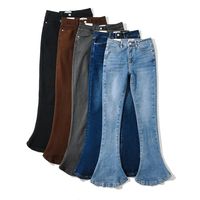 Women's Daily Streetwear Solid Color Full Length Washed Flared Pants Jeans main image 1